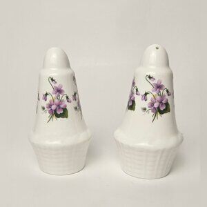Vintage Sandford Bone China - Salt & Pepper Shakers - Violets